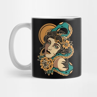 Girl Snake Traditional Vintage Tattoo Mug